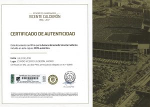 certificado de autenticidad de tu butaca del estadio Vicente Calderón